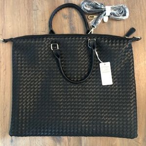 Woven Vegan Leather Tote